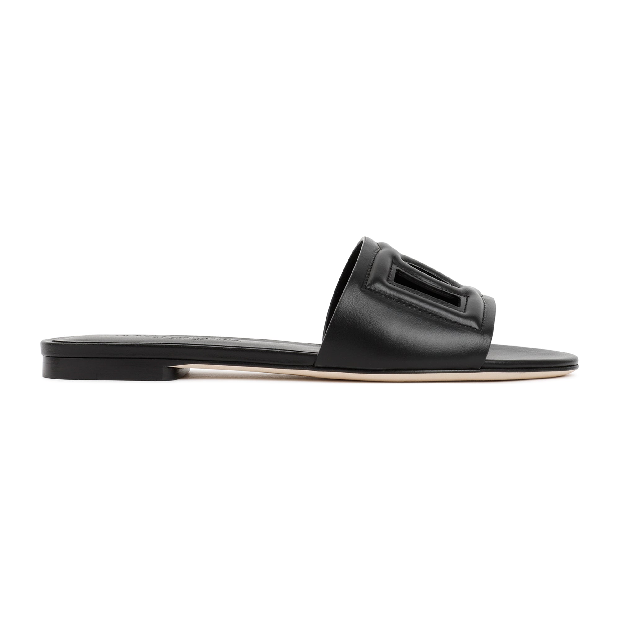 DOLCE & GABBANA Men's Leather Flat Slide Sandals