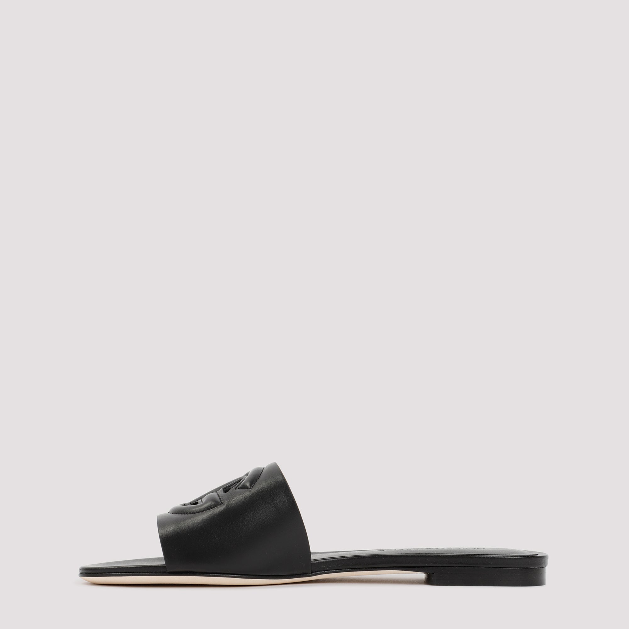 DOLCE & GABBANA Men's Leather Flat Slide Sandals