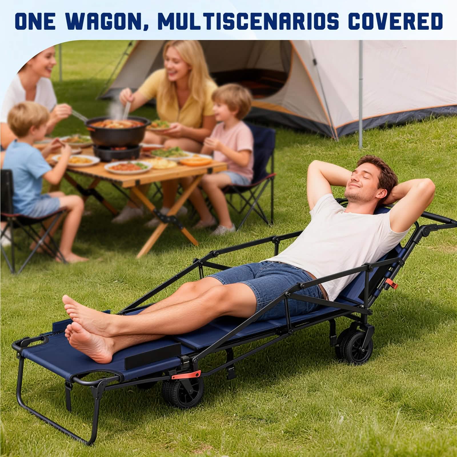 2-in-1 Folding Wagon Cart Chair 650LBS Capacity