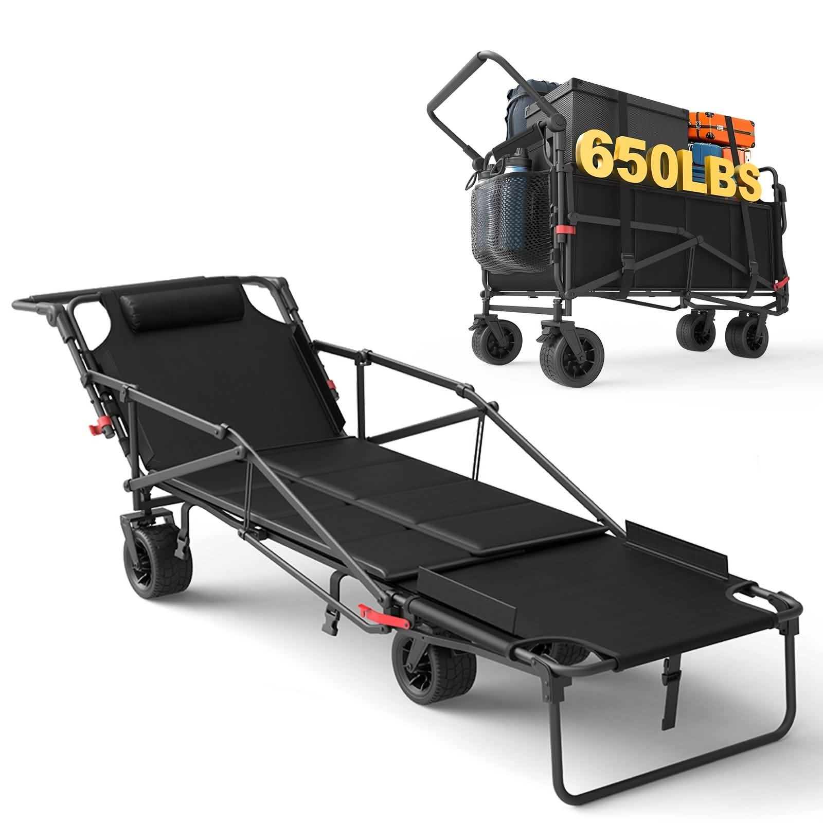 2-in-1 Folding Wagon Cart Chair 650LBS Capacity