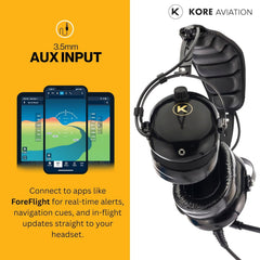 KORE KA-1 General Aviation Headset (Mono and Stereo) with Headset Bag, Dual GA Plugs