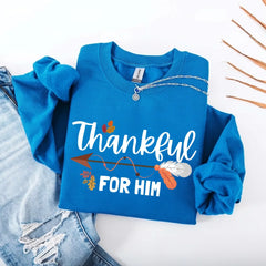 Thankful For Her/Him Valentines Couple Sweatshirt – Cute Matching Holiday Crew Neck