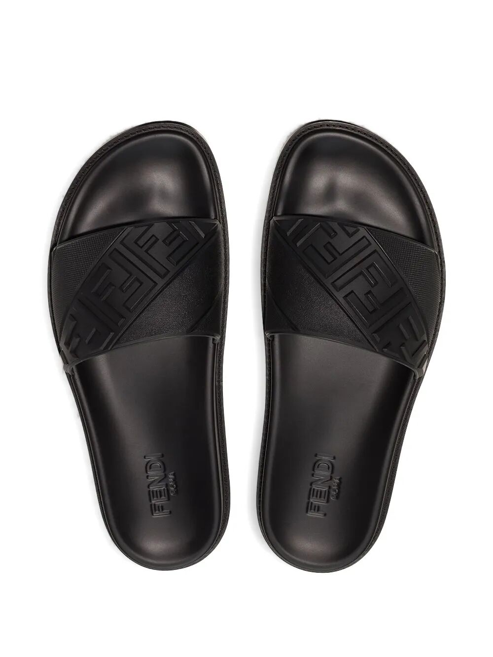 FENDI High Strap Slide Sandals with Embossed FF Motif for Men