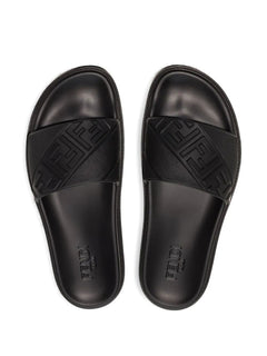 FENDI High Strap Slide Sandals with Embossed FF Motif for Men