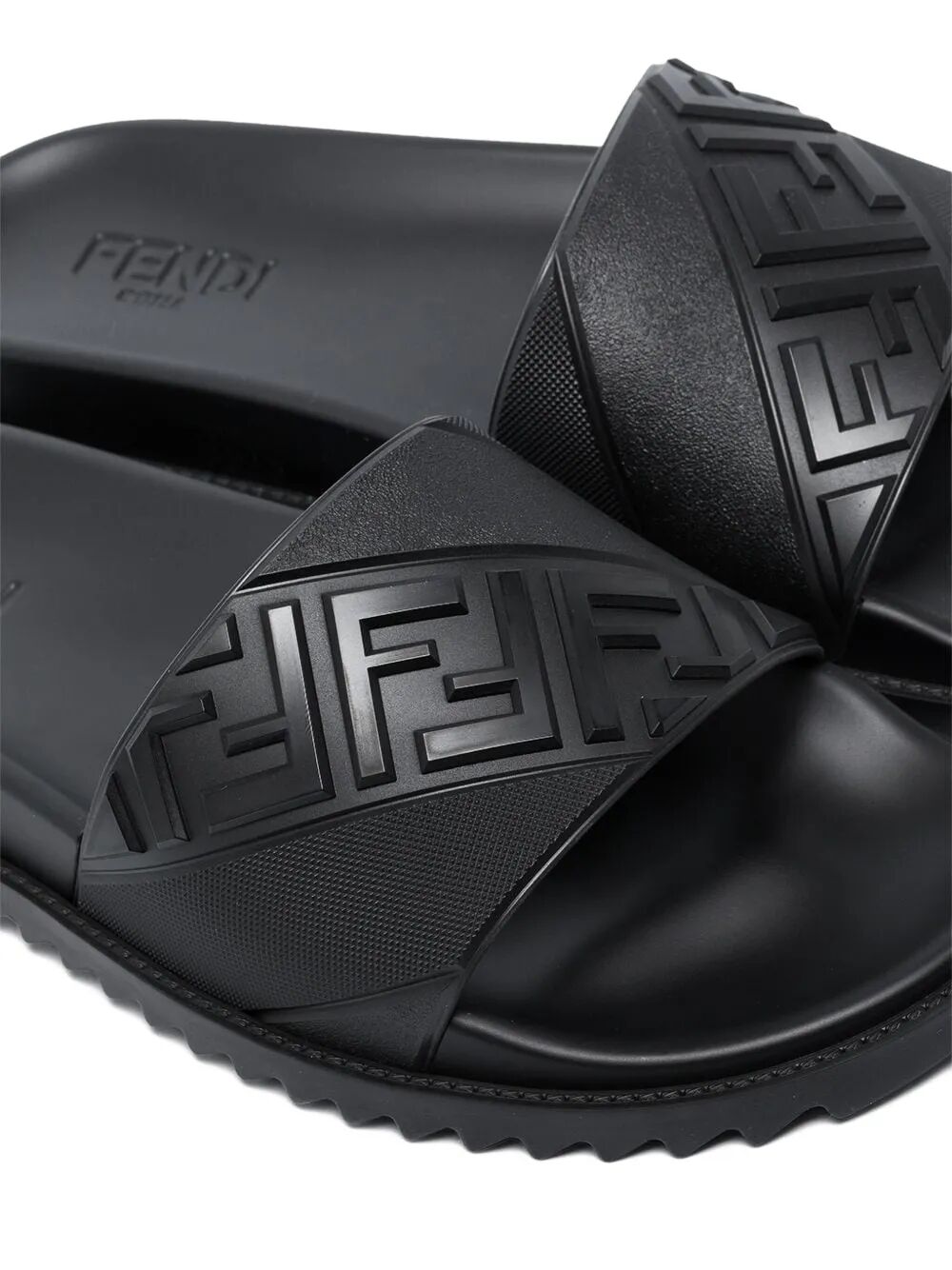 FENDI High Strap Slide Sandals with Embossed FF Motif for Men