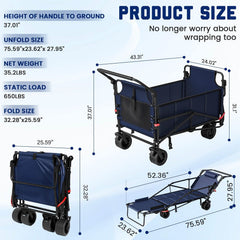 2-in-1 Folding Wagon Cart Chair 650LBS Capacity