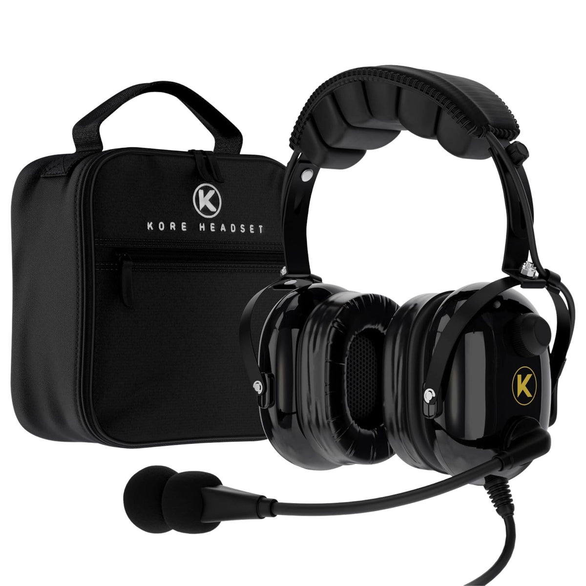 KORE KA-1 General Aviation Headset (Mono and Stereo) with Headset Bag, Dual GA Plugs