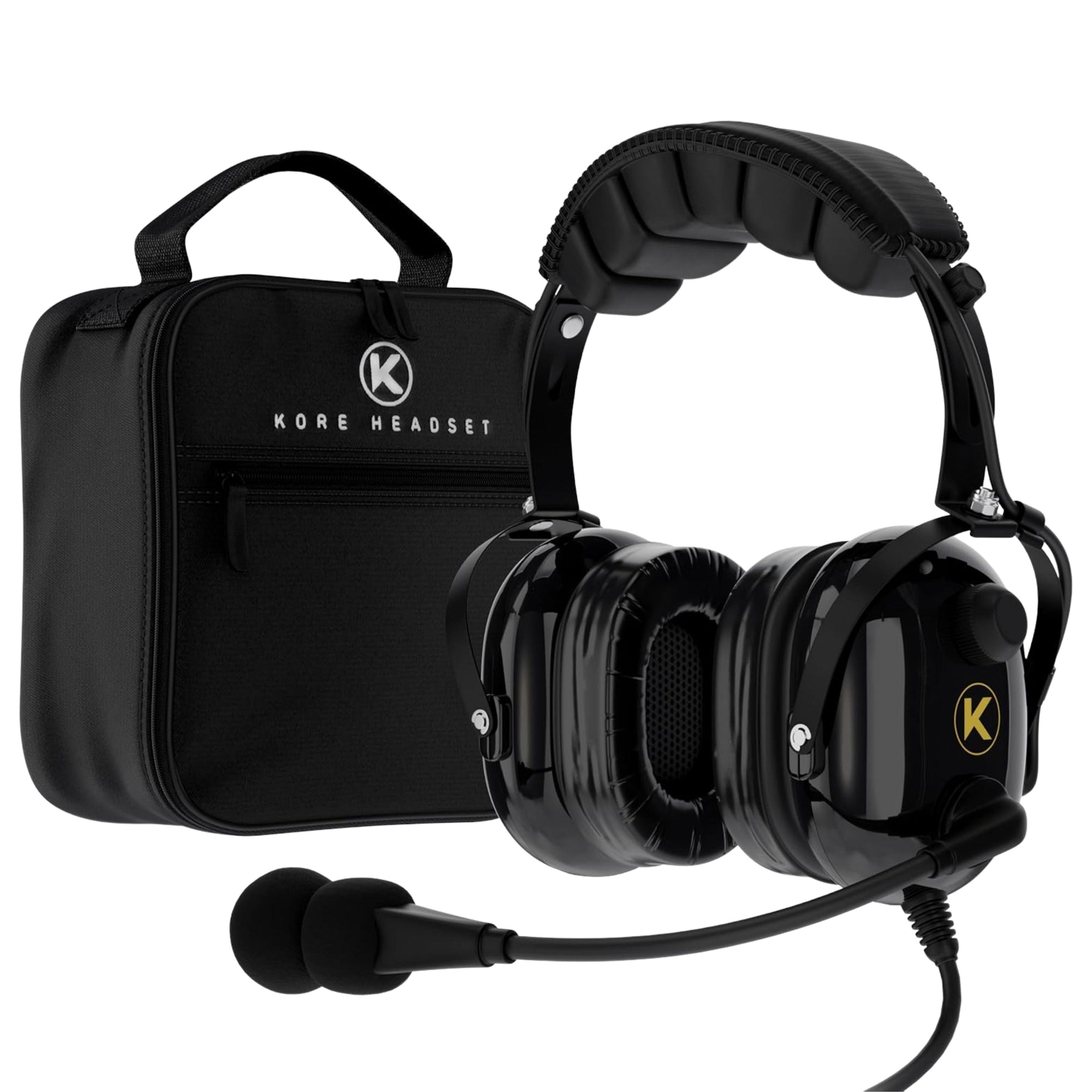 KORE KA-1 General Aviation Headset (Mono and Stereo) with Headset Bag, Dual GA Plugs