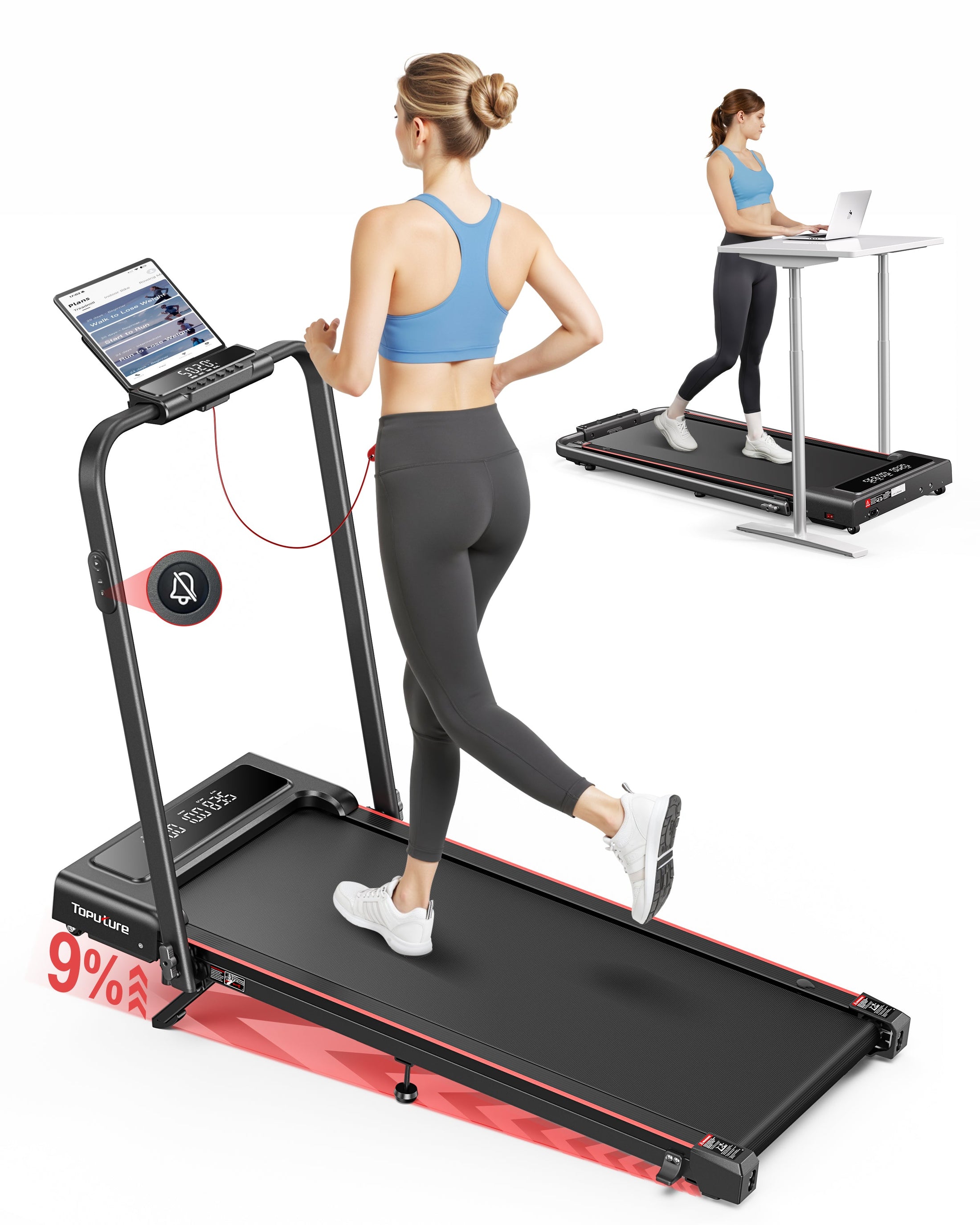 Toputure TP4 2 in 1 Incline Treadmill for Home