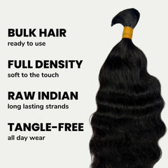 Raw Indian Curly Bulk 100% Human Braiding Hair