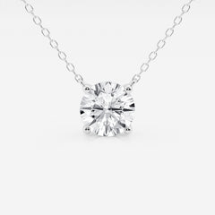 3.00 ct Lab Grown Round Diamond Floating Solitaire Pendant in 14K White or Yellow Gold – AGI Certified