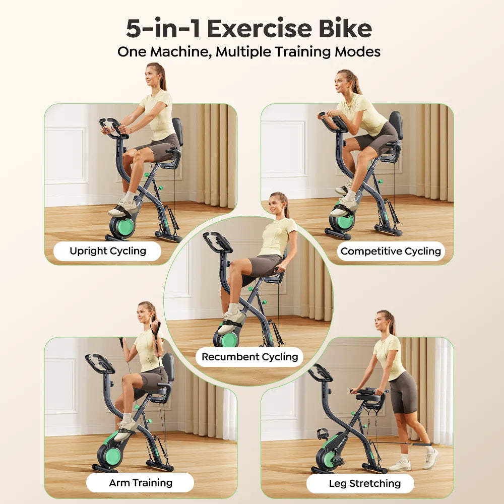 Toputure TEB4 Foldable Recumbent Exercise Bike with Resistance Bands