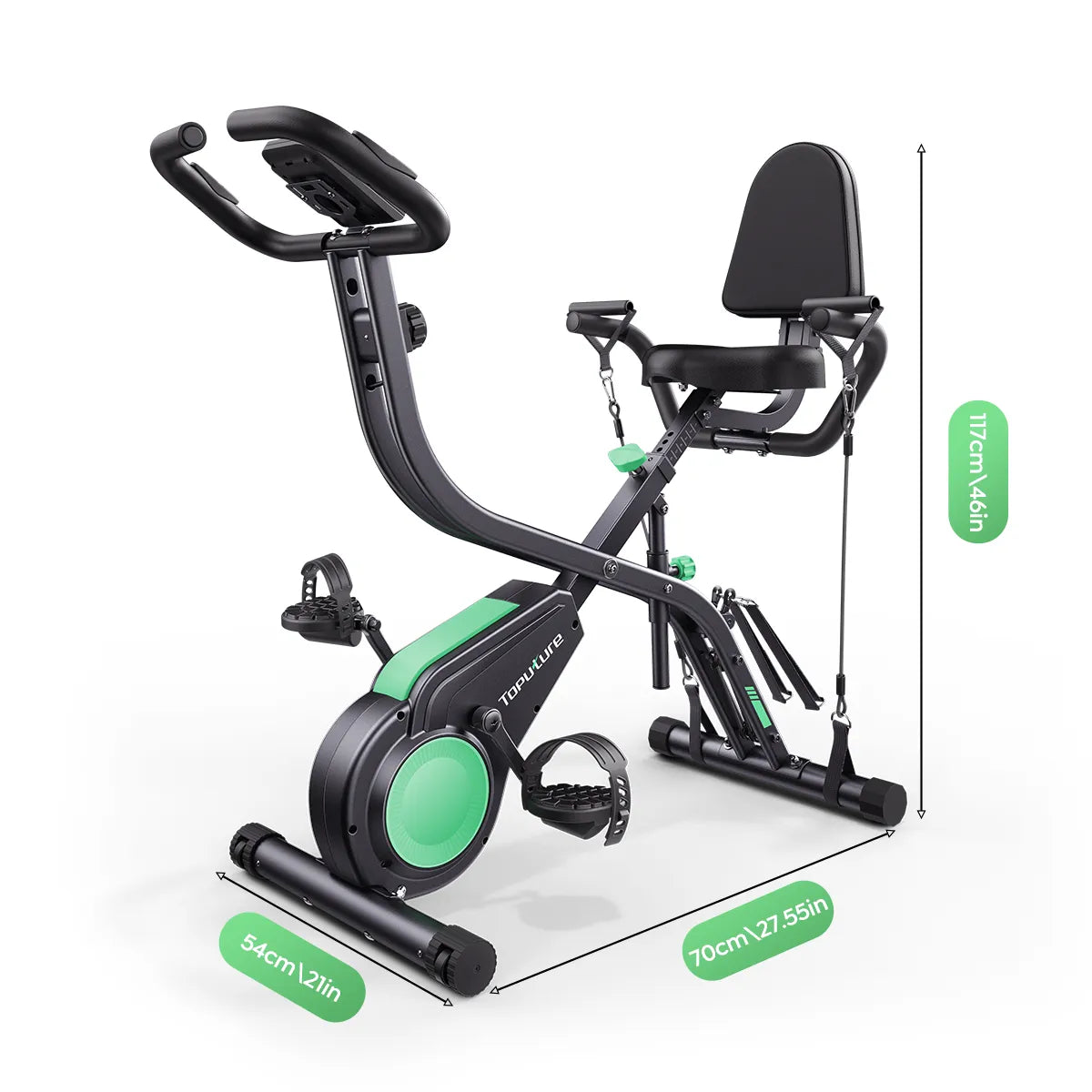 Toputure TEB4 Foldable Recumbent Exercise Bike with Resistance Bands
