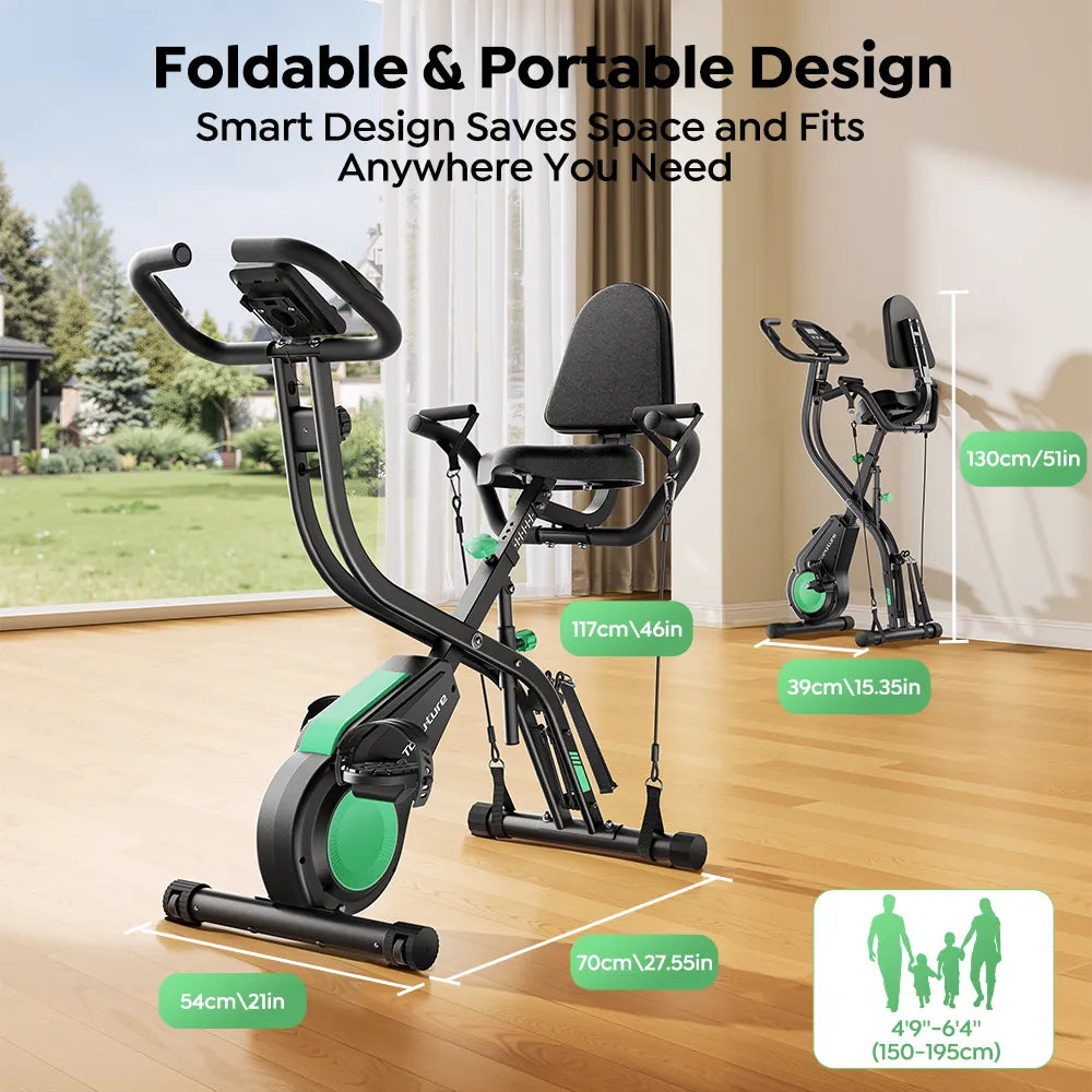 Toputure TEB4 Foldable Recumbent Exercise Bike with Resistance Bands