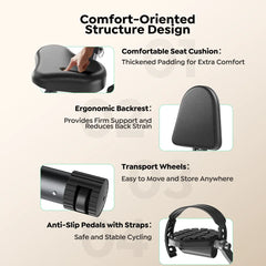Toputure TEB4 Foldable Recumbent Exercise Bike with Resistance Bands