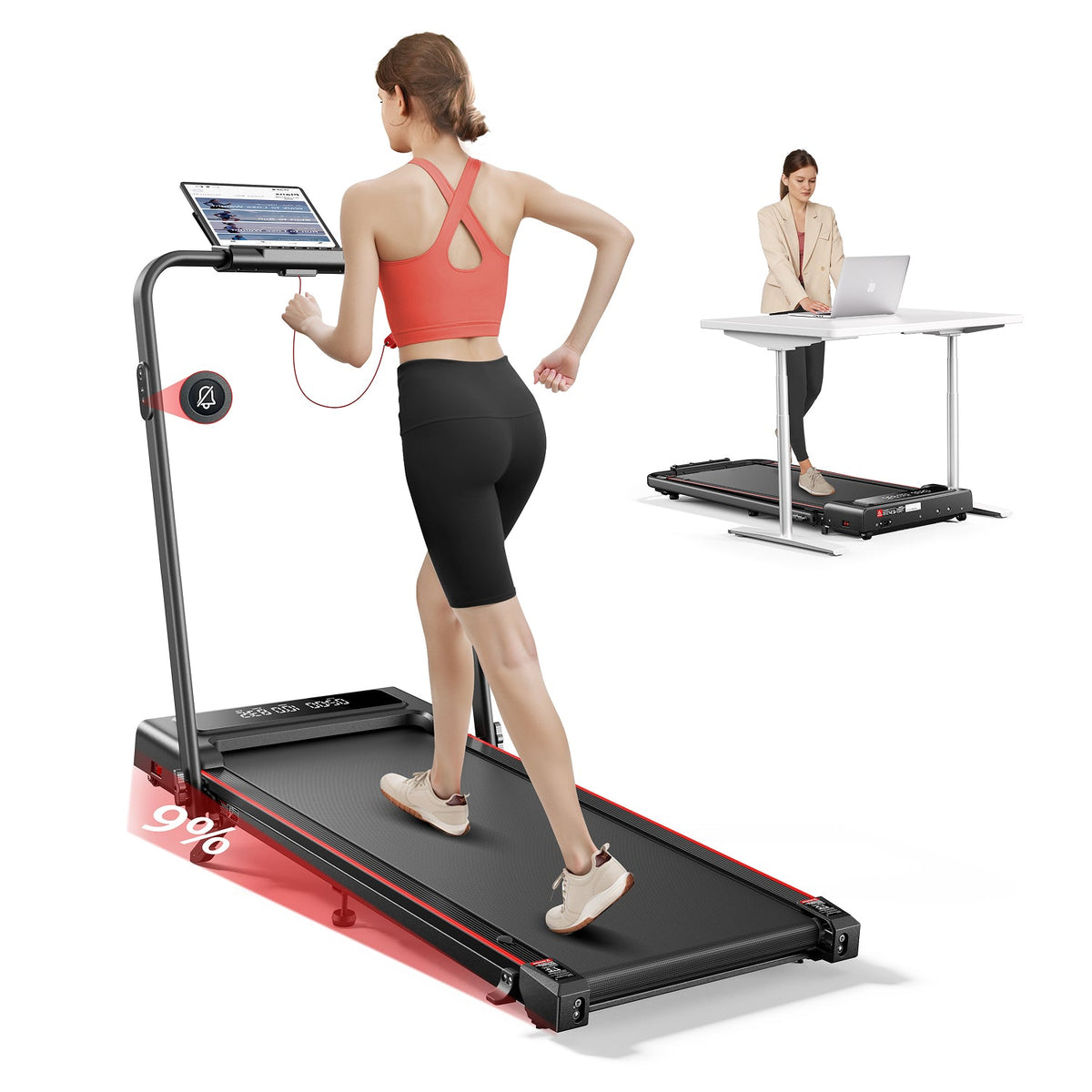 Toputure TP4 2 in 1 Incline Treadmill for Home