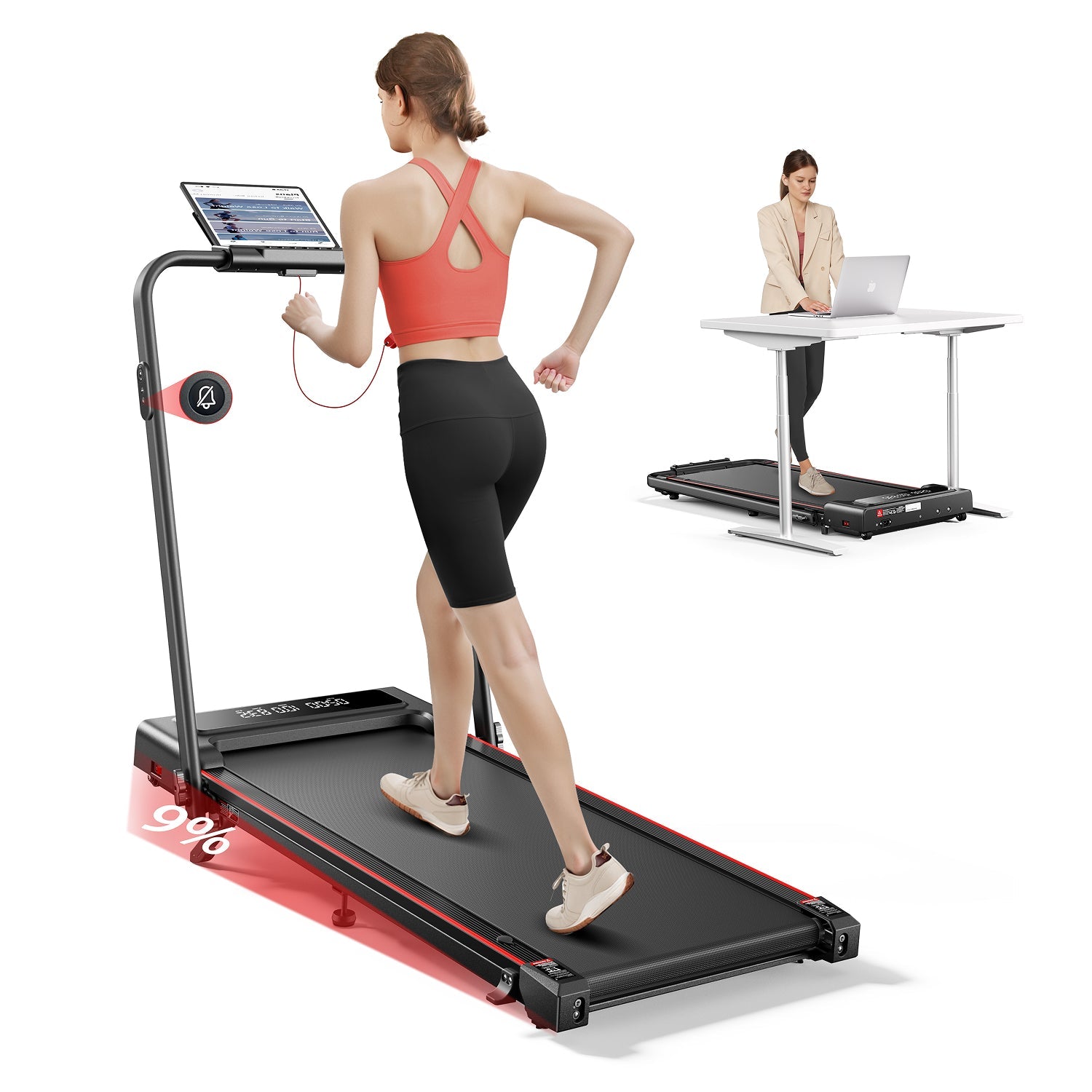 Toputure TP4 2 in 1 Incline Treadmill for Home