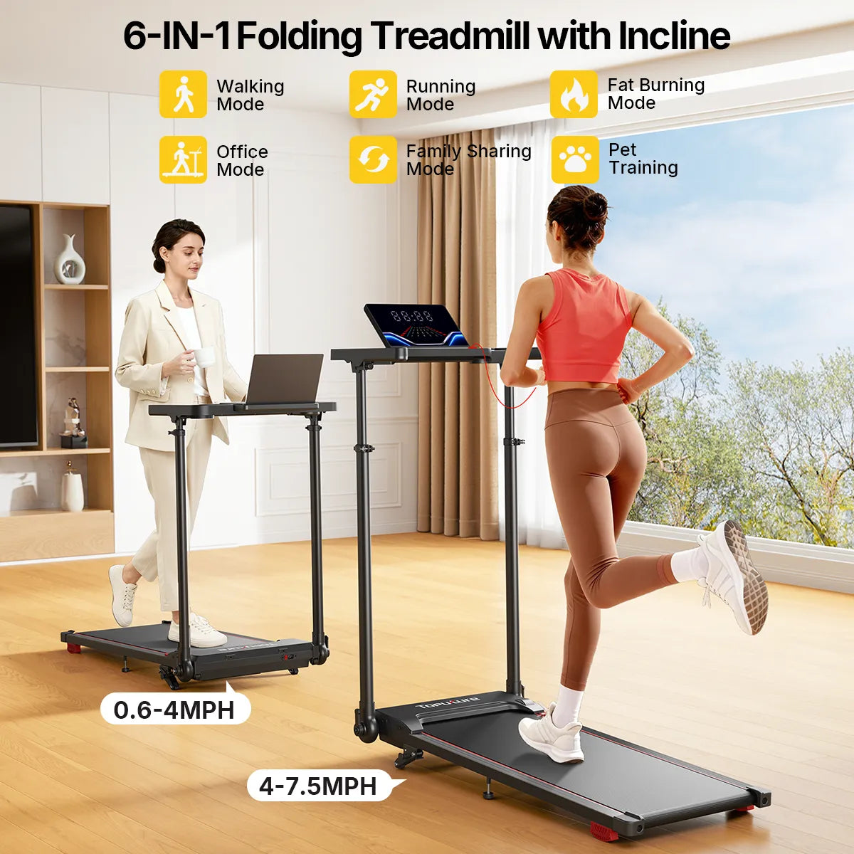 【NEW】Toputure TP7 Standing Desk Treadmill with Laptop Desk