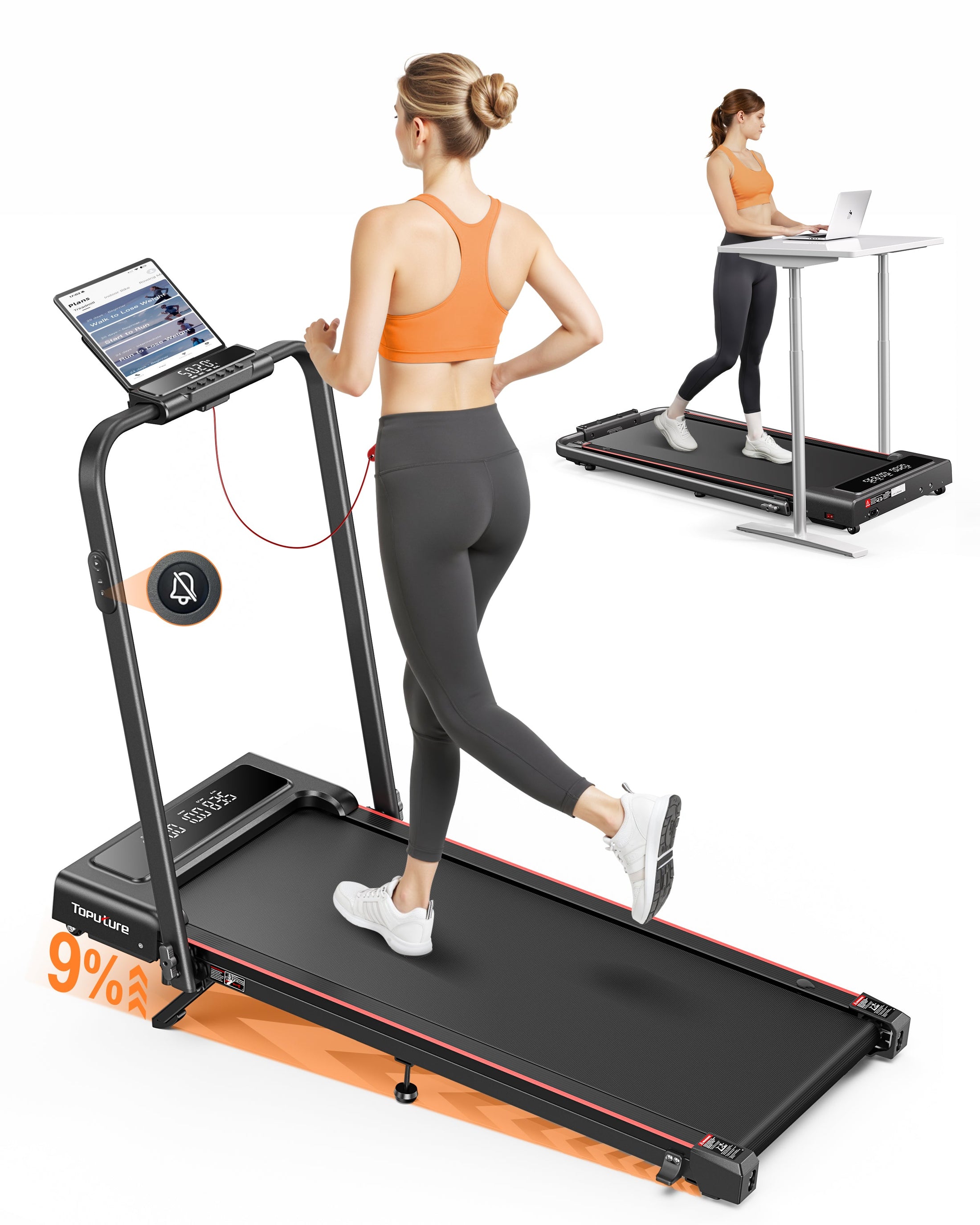 Toputure TP4 2 in 1 Incline Treadmill for Home
