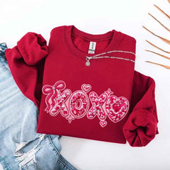 XOXO Sequins Valentine Sweatshirt – Faux Printed Sweater