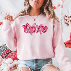 XOXO Sequins Valentine Sweatshirt – Faux Printed Sweater
