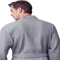 Waffle Spa Bathrobe for Men -  Absorbent, Lightweight
