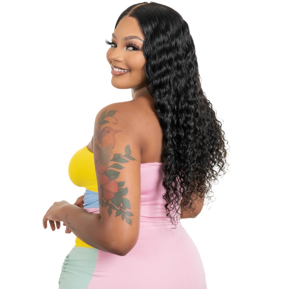 Deep Wave 4x4 Transparent Lace 100% Human Hair Closure Wig
