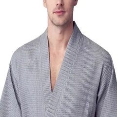 Waffle Spa Bathrobe for Men -  Absorbent, Lightweight