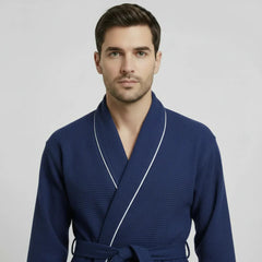 Premium Waffle Piping Robe for Men