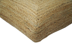 Modern Style Hand Braided Gold Jute Square Pouf