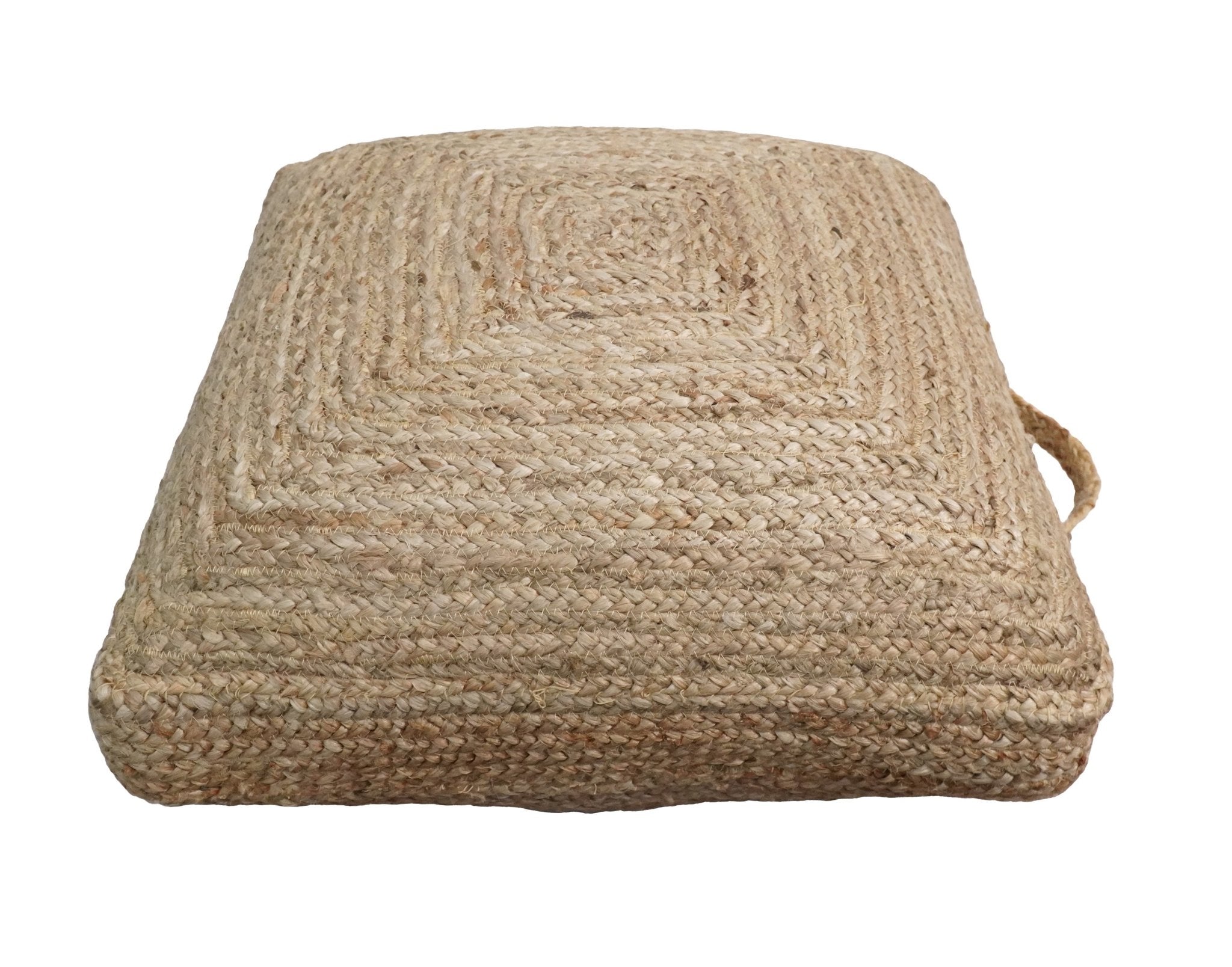 Natural Brown Hand Braided boho square Jute Square Pouf