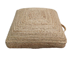Natural Brown Hand Braided boho square Jute Square Pouf