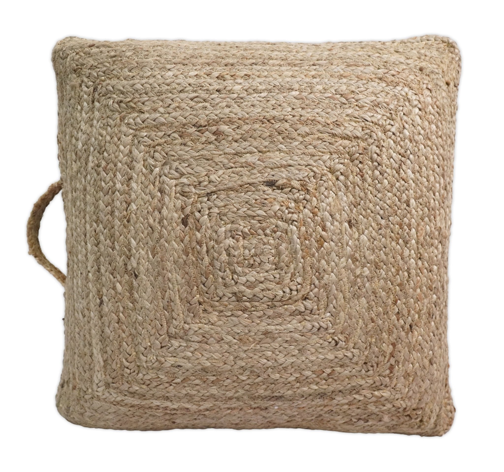 Natural Brown Hand Braided boho square Jute Square Pouf