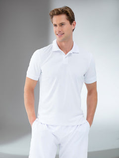 Performance Men's Classic Tennis Rib Collar Polo - White